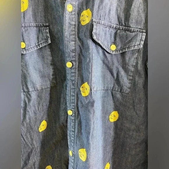 Adventure Time -  We Love Fine - Lemongrab Denim Button up Shirt - Never Worn🍋 - Picture 5 of 11
